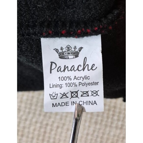 Panache Ladies Beanie One Size Animal Print Faux Fur Pom Red Buffalo Plaid Knit - Picture 9 of 9